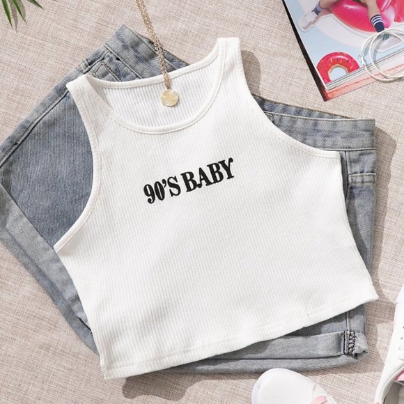 Tops - Graphic Rib Knit Tank Top